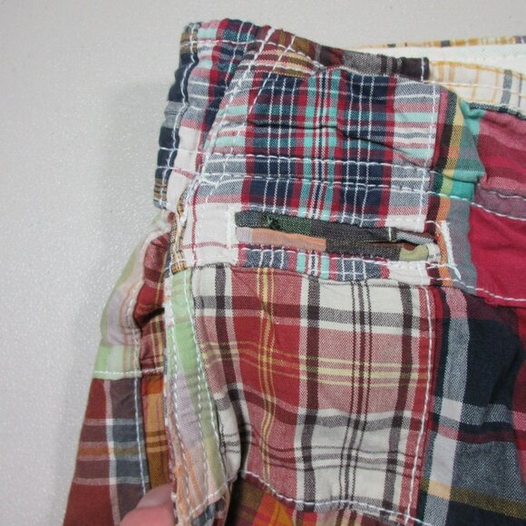 American Eagle mens colorful patchwork plaid chino shorts 35 EUC - Picture 3 of 10